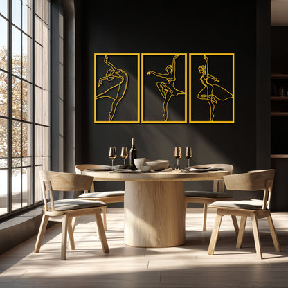 Elegant Ballerina Trio Metal Wall Art - Graceful Dance Silhouettes - KAF205 - Tampa Home & Garden Store