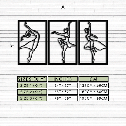 Elegant Ballerina Trio Metal Wall Art - Graceful Dance Silhouettes - KAF205 - Tampa Home & Garden Store
