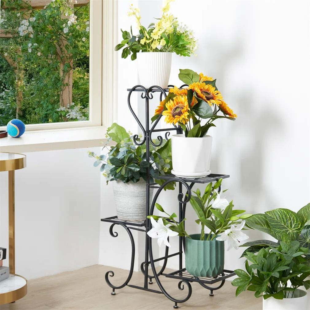 Elegant Black Metal 4-Shelf Plant Stand - Tampa Home & Garden Store