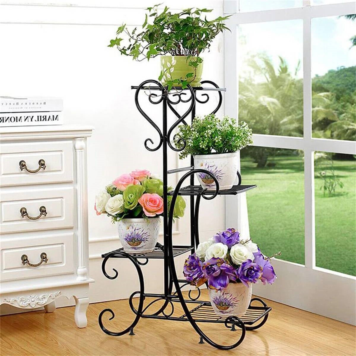 Elegant Black Metal 4-Shelf Plant Stand - Tampa Home & Garden Store