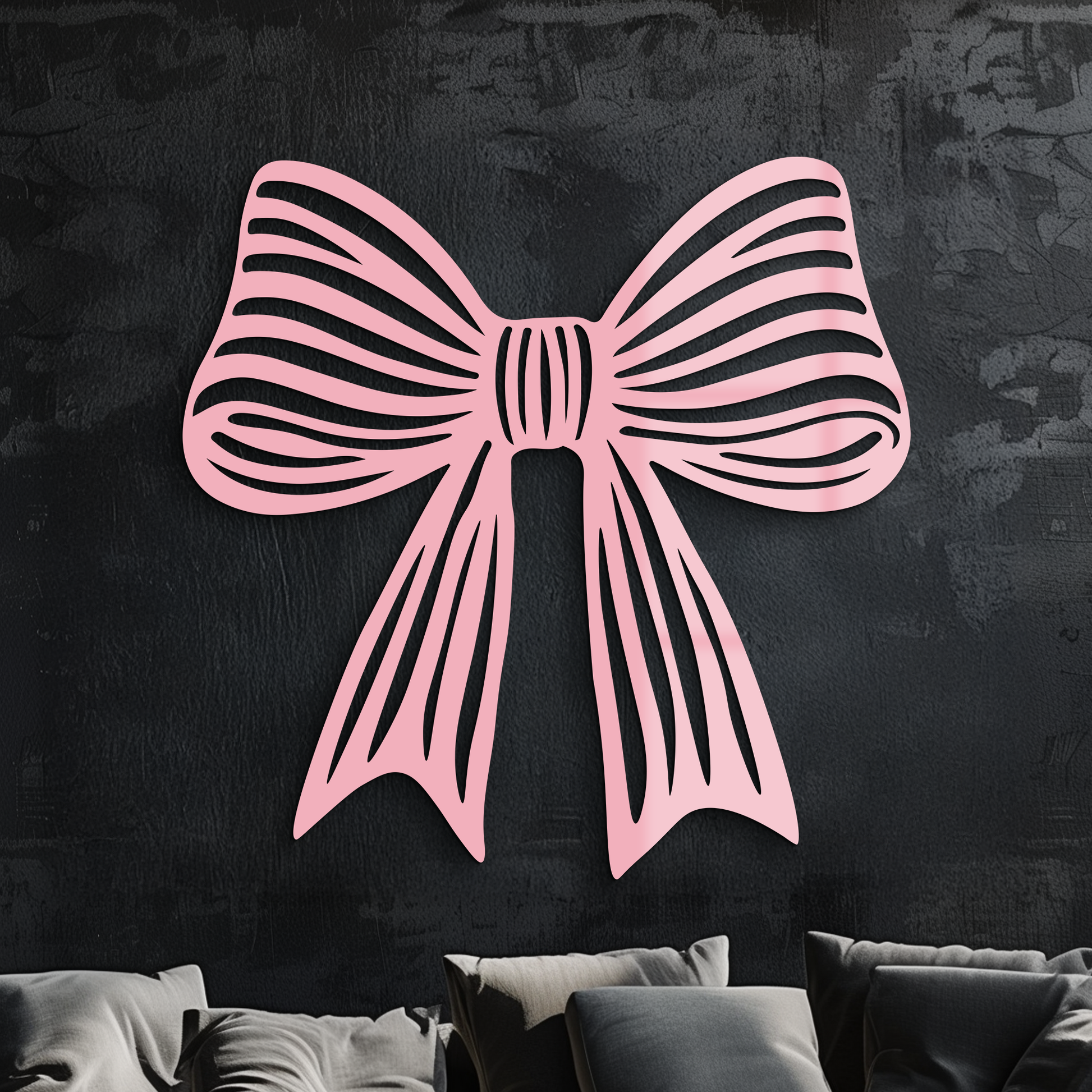 Elegant Bow Silhouette Metal Wall Art – Decorative Ribbon Design - KAFGP047 - Tampa Home & Garden Store