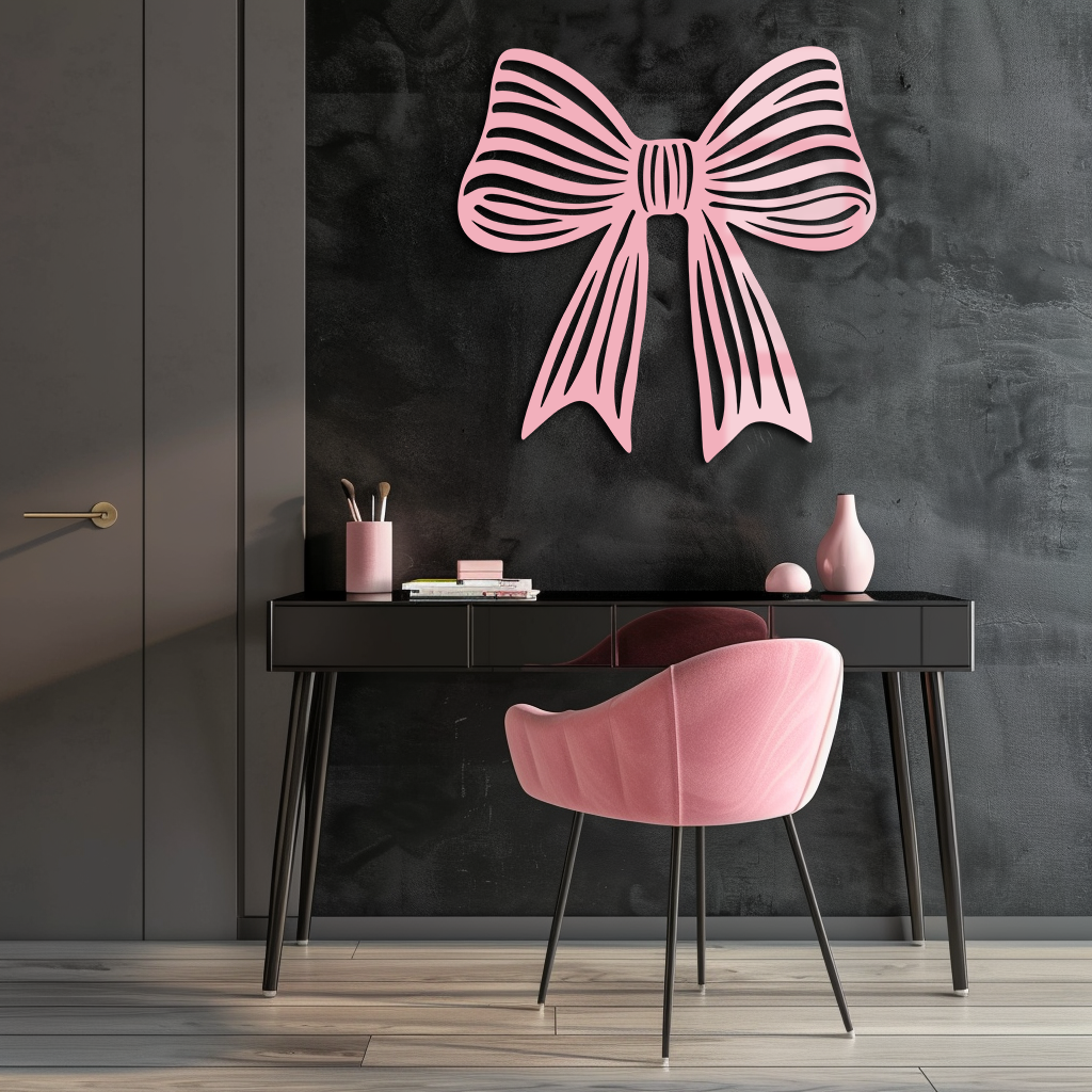 Elegant Bow Silhouette Metal Wall Art – Decorative Ribbon Design - KAFGP047 - Tampa Home & Garden Store