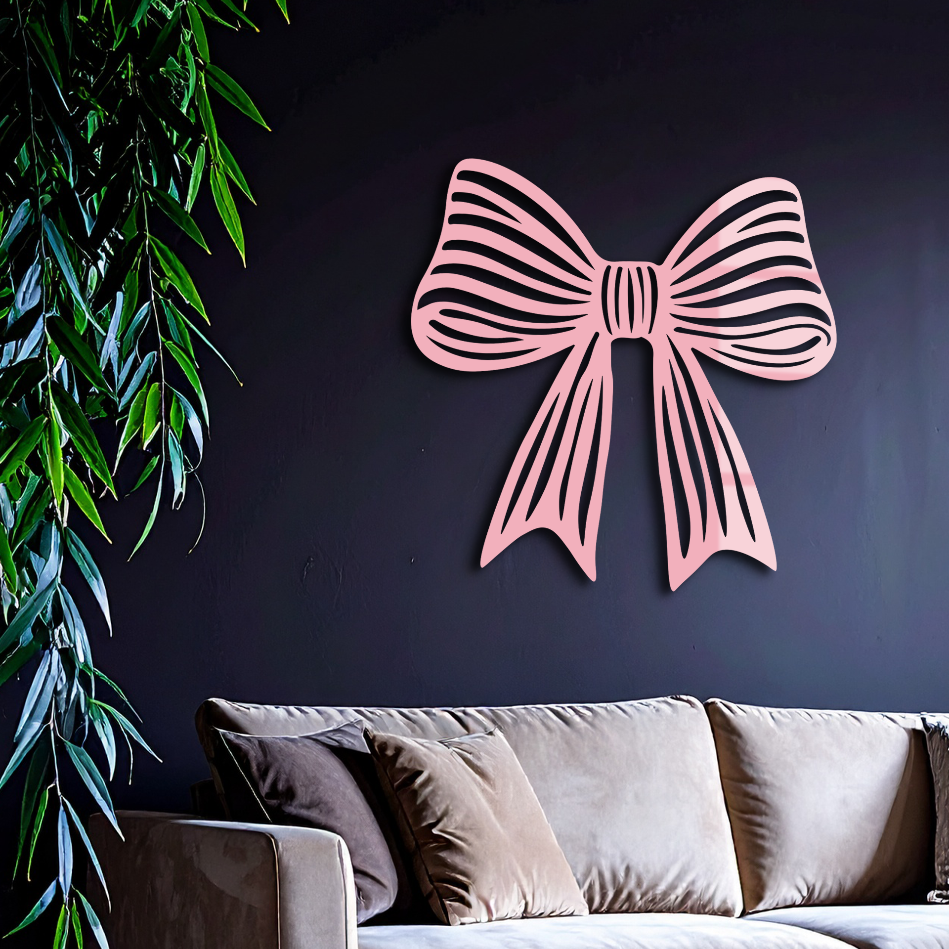 Elegant Bow Silhouette Metal Wall Art – Decorative Ribbon Design - KAFGP047 - Tampa Home & Garden Store