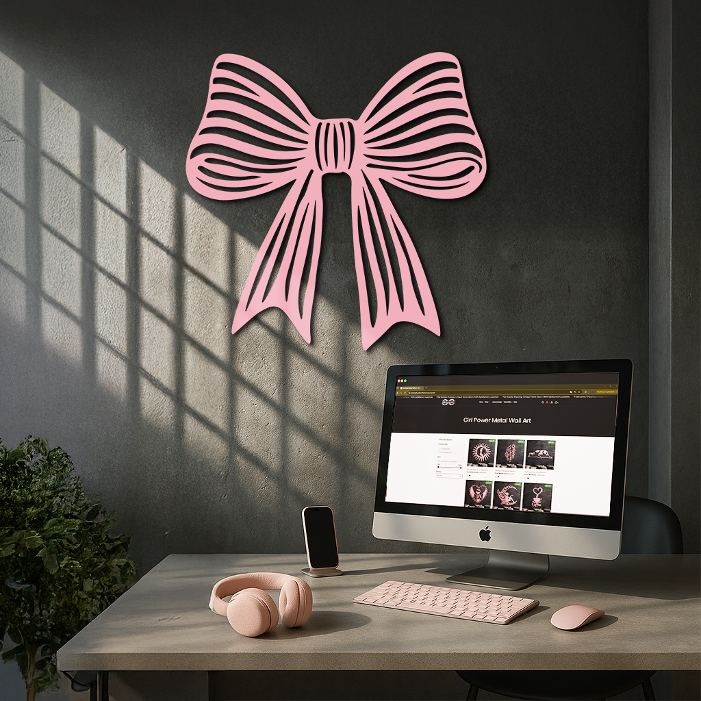 Elegant Bow Silhouette Metal Wall Art – Decorative Ribbon Design - KAFGP047 - Tampa Home & Garden Store