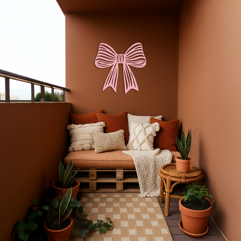 Elegant Bow Silhouette Metal Wall Art – Decorative Ribbon Design - KAFGP047 - Tampa Home & Garden Store