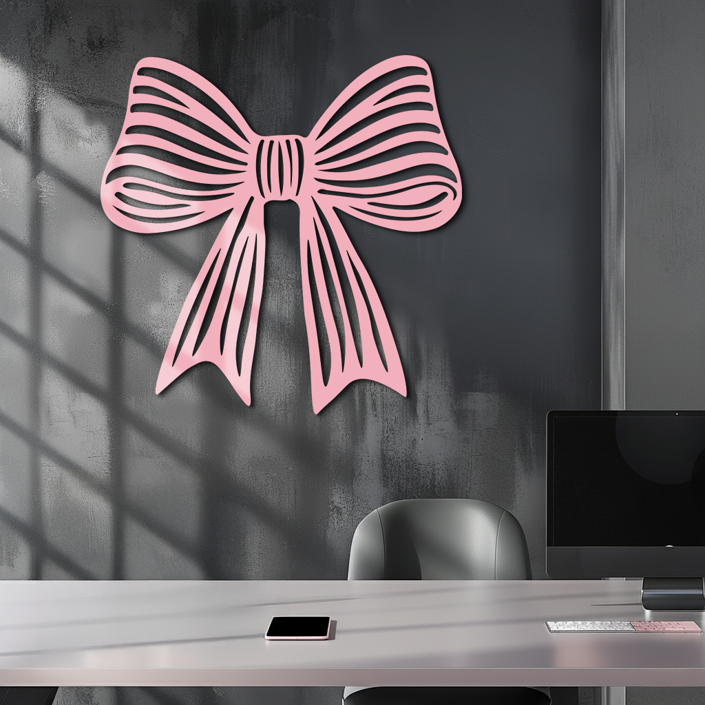 Elegant Bow Silhouette Metal Wall Art – Decorative Ribbon Design - KAFGP047 - Tampa Home & Garden Store