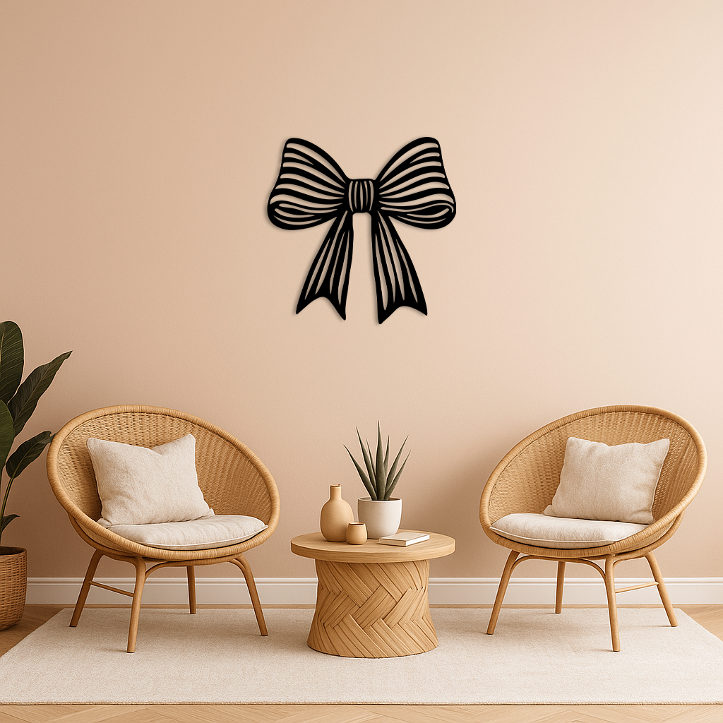 Elegant Bow Silhouette Metal Wall Art – Decorative Ribbon Design - KAFGP047 - Tampa Home & Garden Store