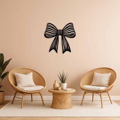 Elegant Bow Silhouette Metal Wall Art – Decorative Ribbon Design - KAFGP047 - Tampa Home & Garden Store