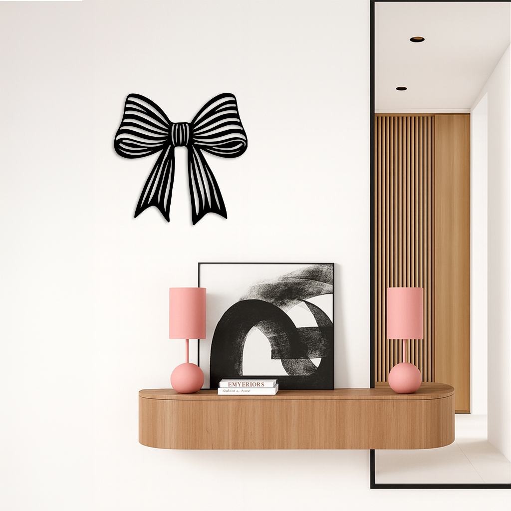 Elegant Bow Silhouette Metal Wall Art – Decorative Ribbon Design - KAFGP047 - Tampa Home & Garden Store