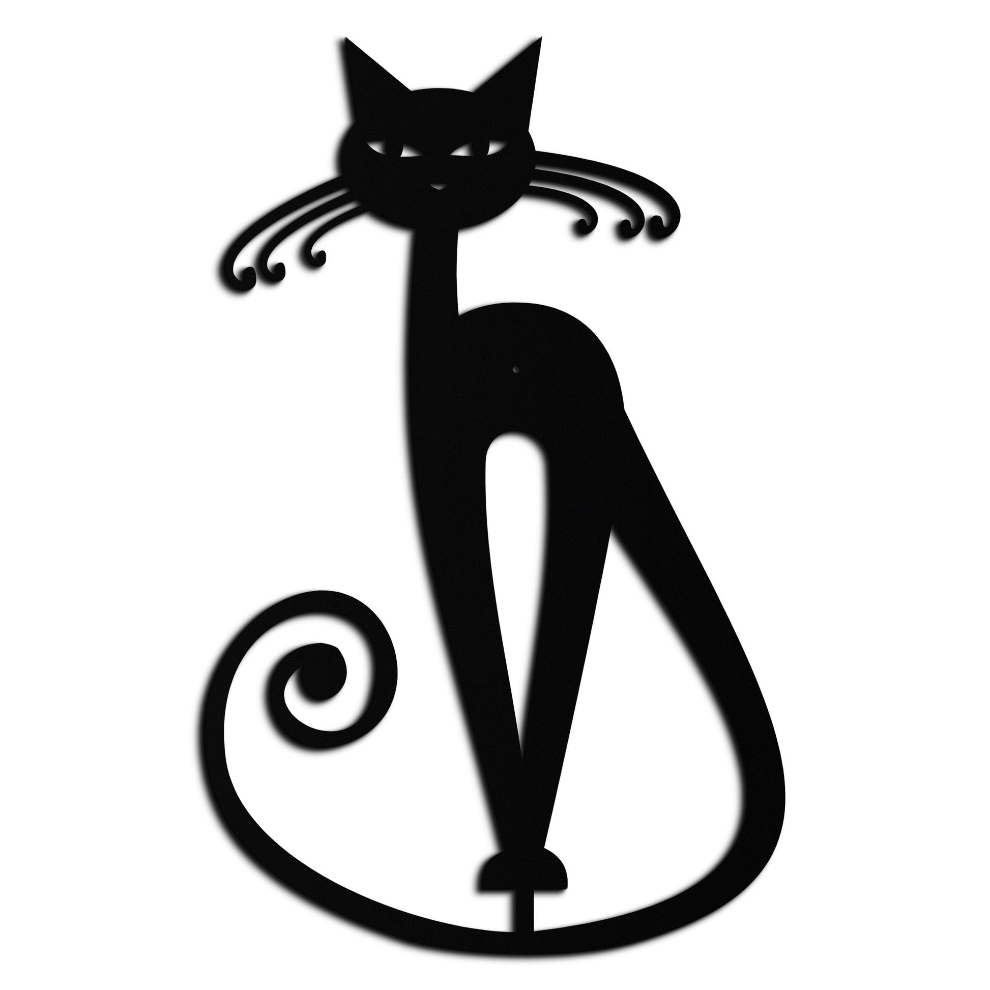 Elegant Cat Metal Wall Art - Geometric Black Metal Wall Sculpture - KAF052 - Tampa Home & Garden Store