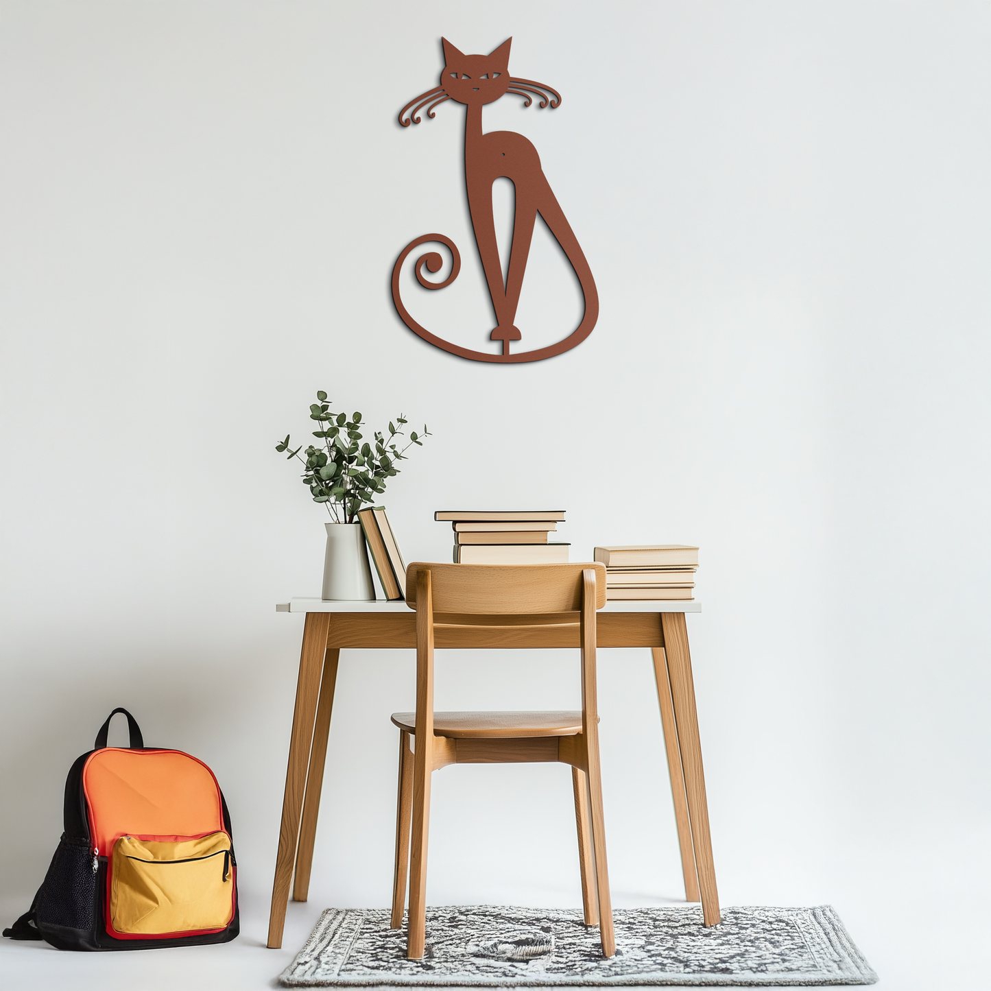 Elegant Cat Metal Wall Art - Geometric Black Metal Wall Sculpture - KAF052 - Tampa Home & Garden Store