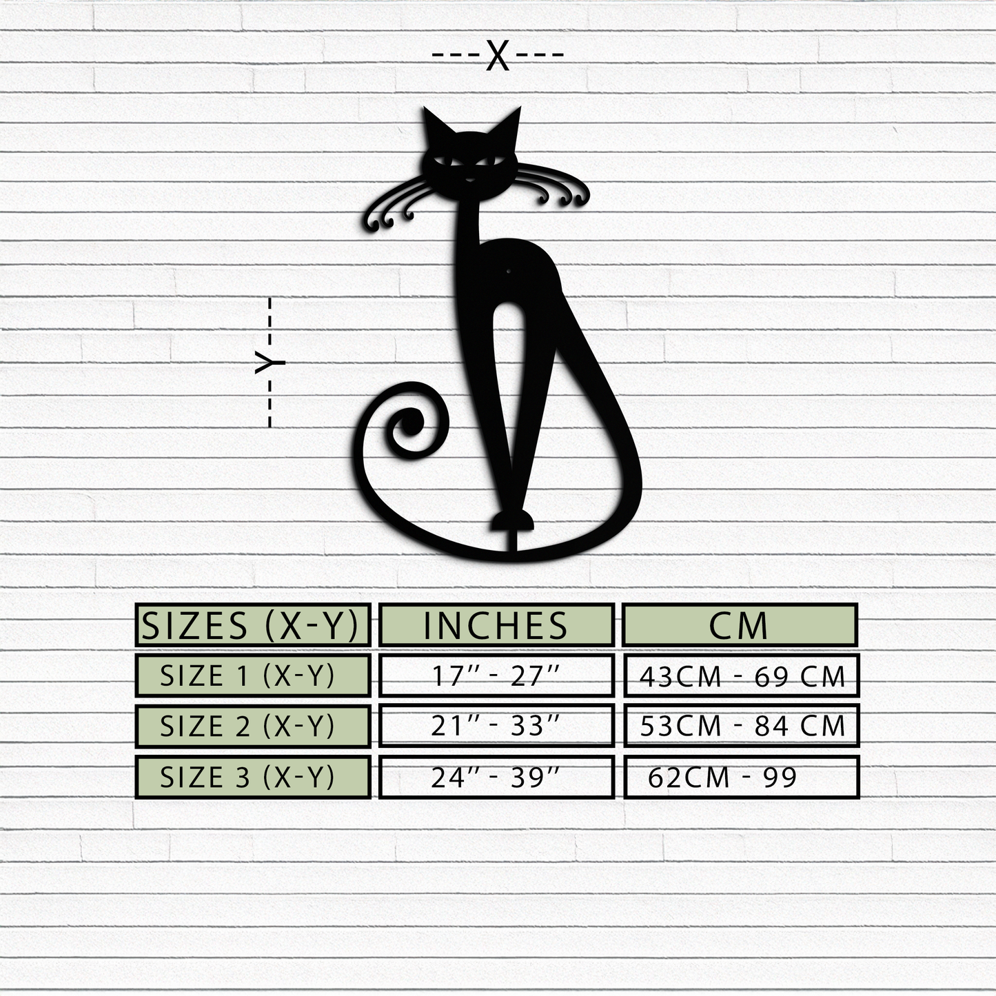 Elegant Cat Metal Wall Art - Geometric Black Metal Wall Sculpture - KAF052 - Tampa Home & Garden Store