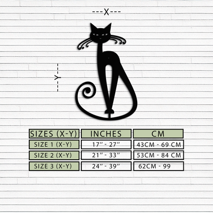 Elegant Cat Metal Wall Art - Geometric Black Metal Wall Sculpture - KAF052 - Tampa Home & Garden Store