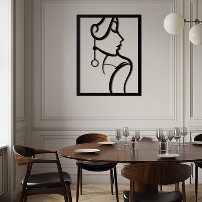 Elegant Female Silhouette Metal Wall Art – Graceful Lady Framed Steel Decor- KAF383 - Tampa Home & Garden Store