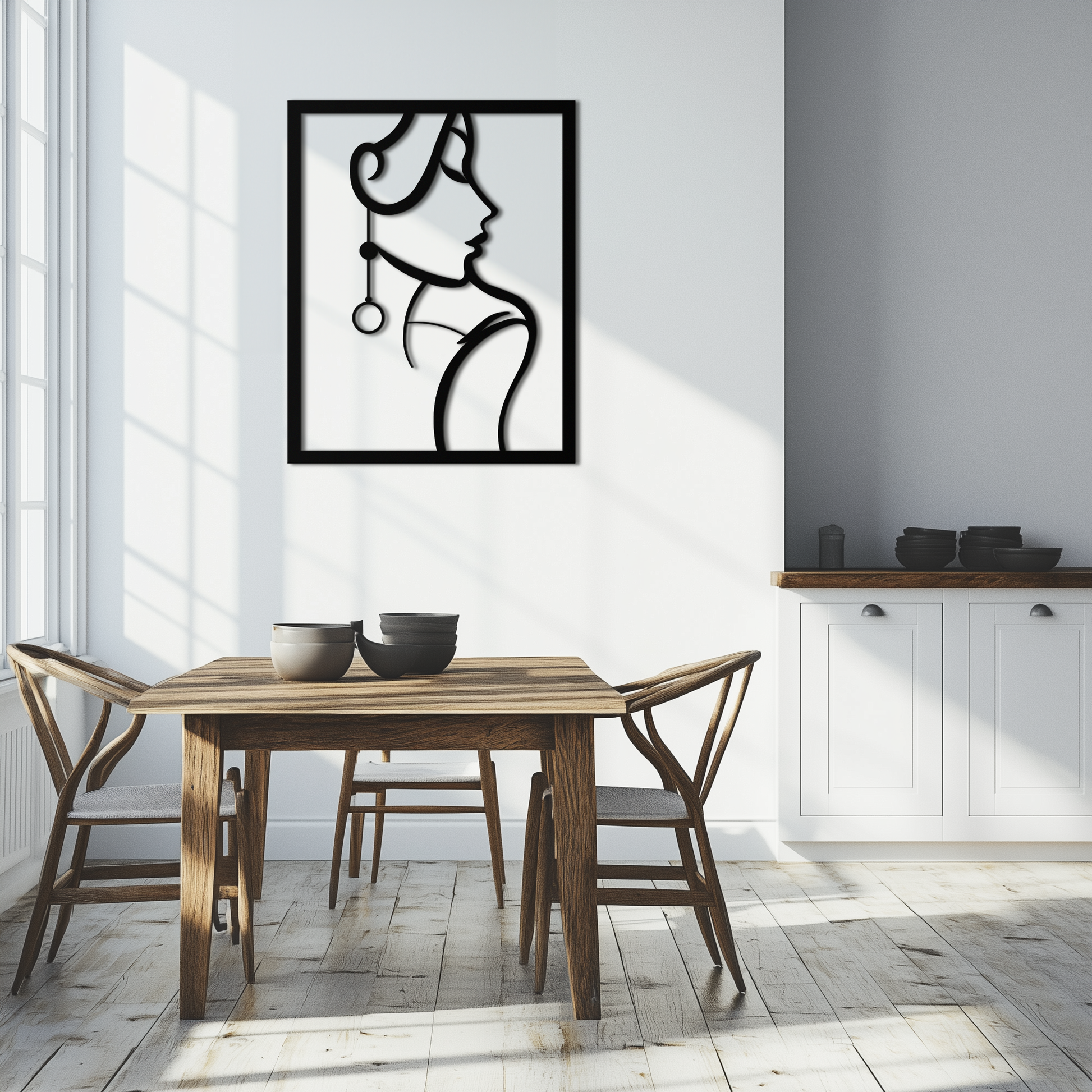 Elegant Female Silhouette Metal Wall Art – Graceful Lady Framed Steel Decor- KAF383 - Tampa Home & Garden Store
