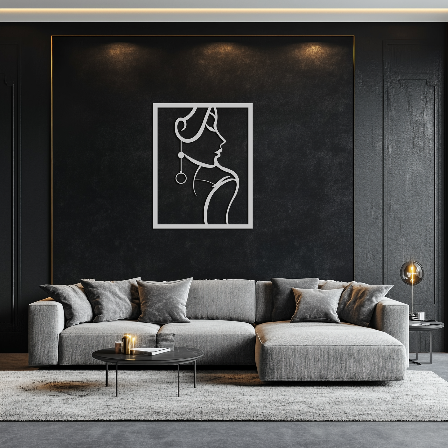 Elegant Female Silhouette Metal Wall Art – Graceful Lady Framed Steel Decor- KAF383 - Tampa Home & Garden Store
