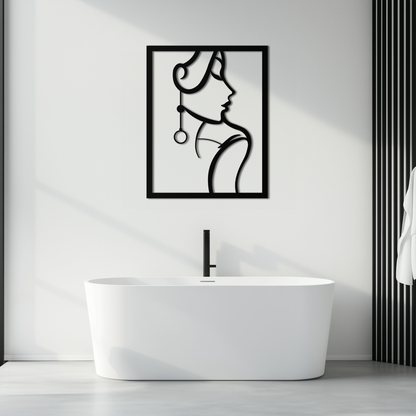 Elegant Female Silhouette Metal Wall Art – Graceful Lady Framed Steel Decor- KAF383 - Tampa Home & Garden Store