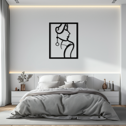 Elegant Female Silhouette Metal Wall Art – Graceful Lady Framed Steel Decor- KAF383 - Tampa Home & Garden Store