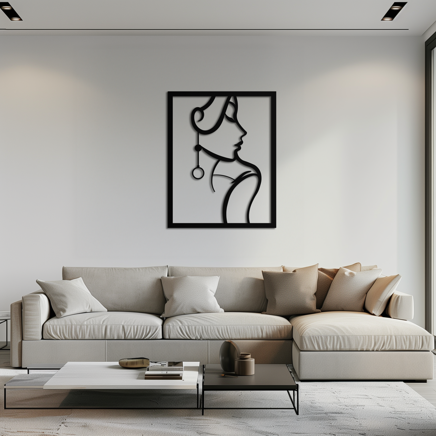 Elegant Female Silhouette Metal Wall Art – Graceful Lady Framed Steel Decor- KAF383 - Tampa Home & Garden Store