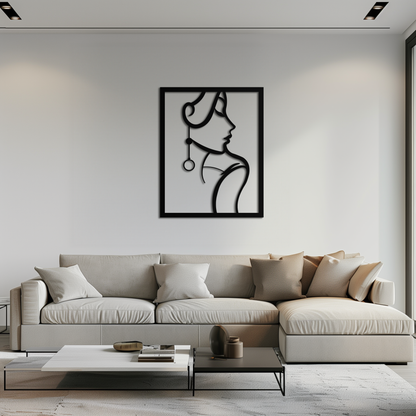 Elegant Female Silhouette Metal Wall Art – Graceful Lady Framed Steel Decor- KAF383 - Tampa Home & Garden Store