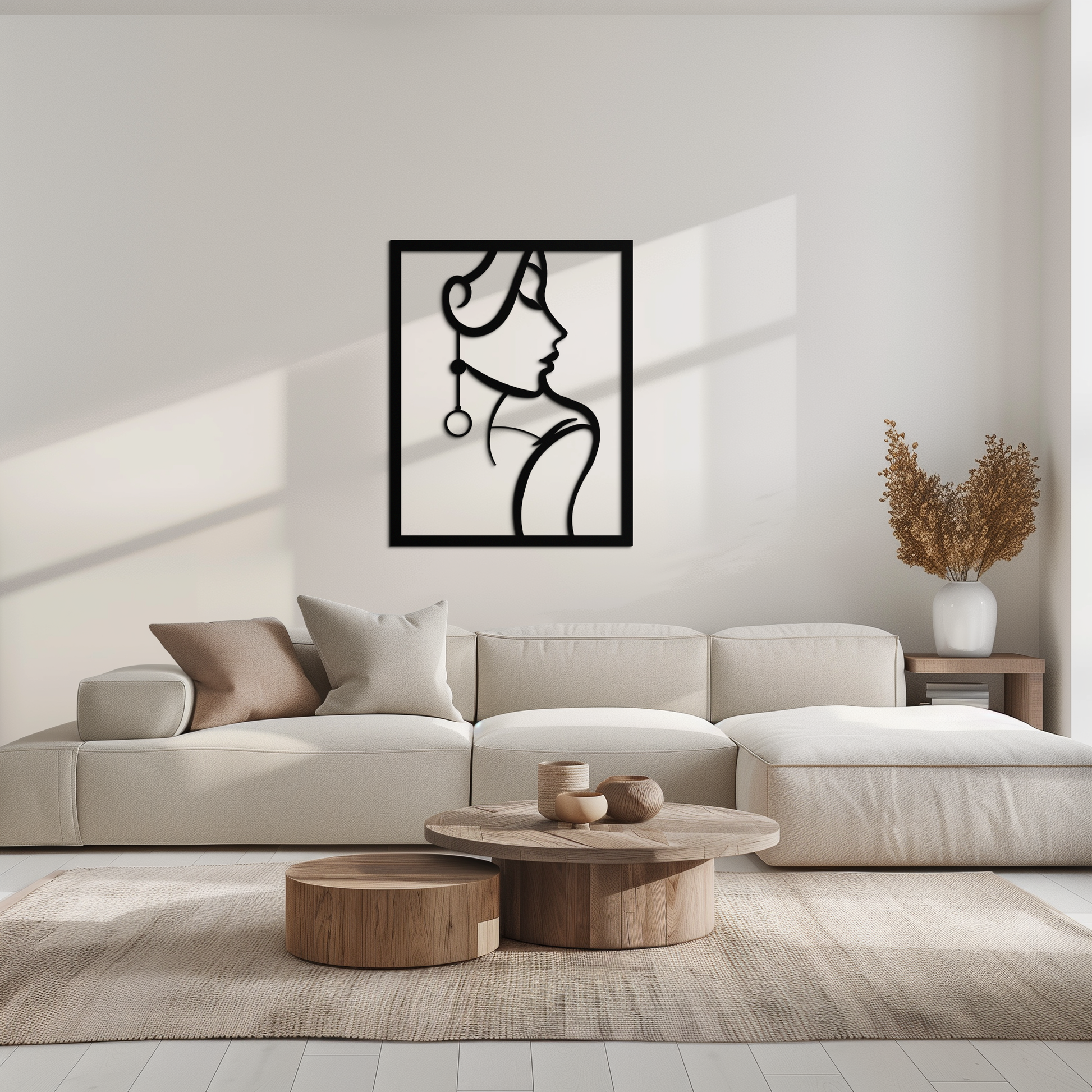 Elegant Female Silhouette Metal Wall Art – Graceful Lady Framed Steel Decor- KAF383 - Tampa Home & Garden Store