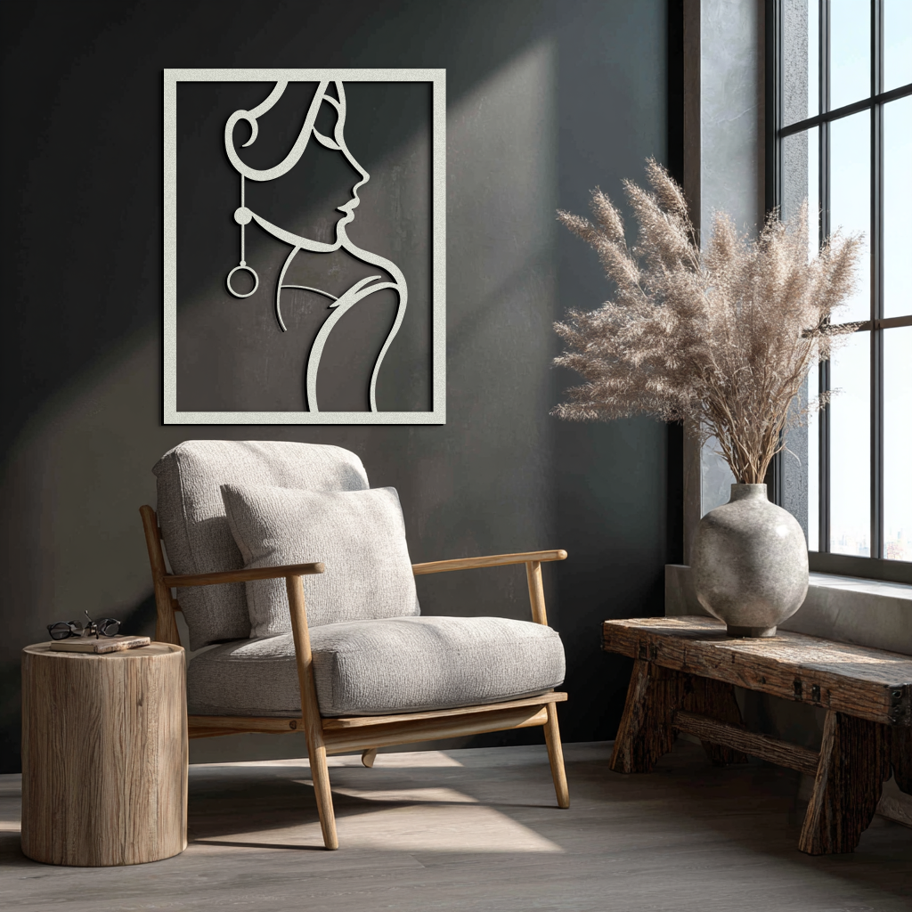 Elegant Female Silhouette Metal Wall Art – Graceful Lady Framed Steel Decor- KAF383 - Tampa Home & Garden Store