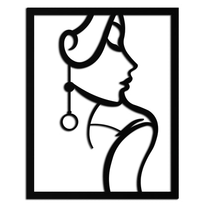 Elegant Female Silhouette Metal Wall Art – Graceful Lady Framed Steel Decor- KAF383 - Tampa Home & Garden Store