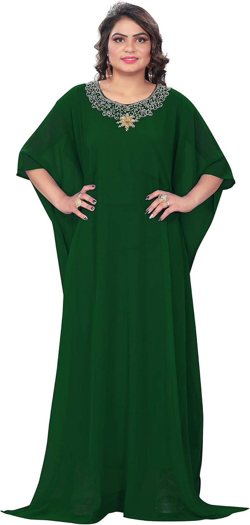 Elegant Hand-Embroidered Georgette Chiffon Kaftan - Tampa Home & Garden Store