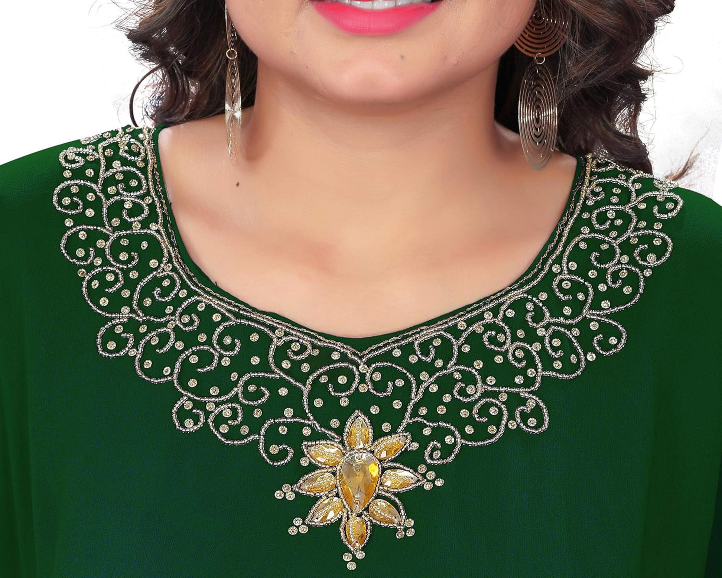 Elegant Hand-Embroidered Georgette Chiffon Kaftan - Tampa Home & Garden Store