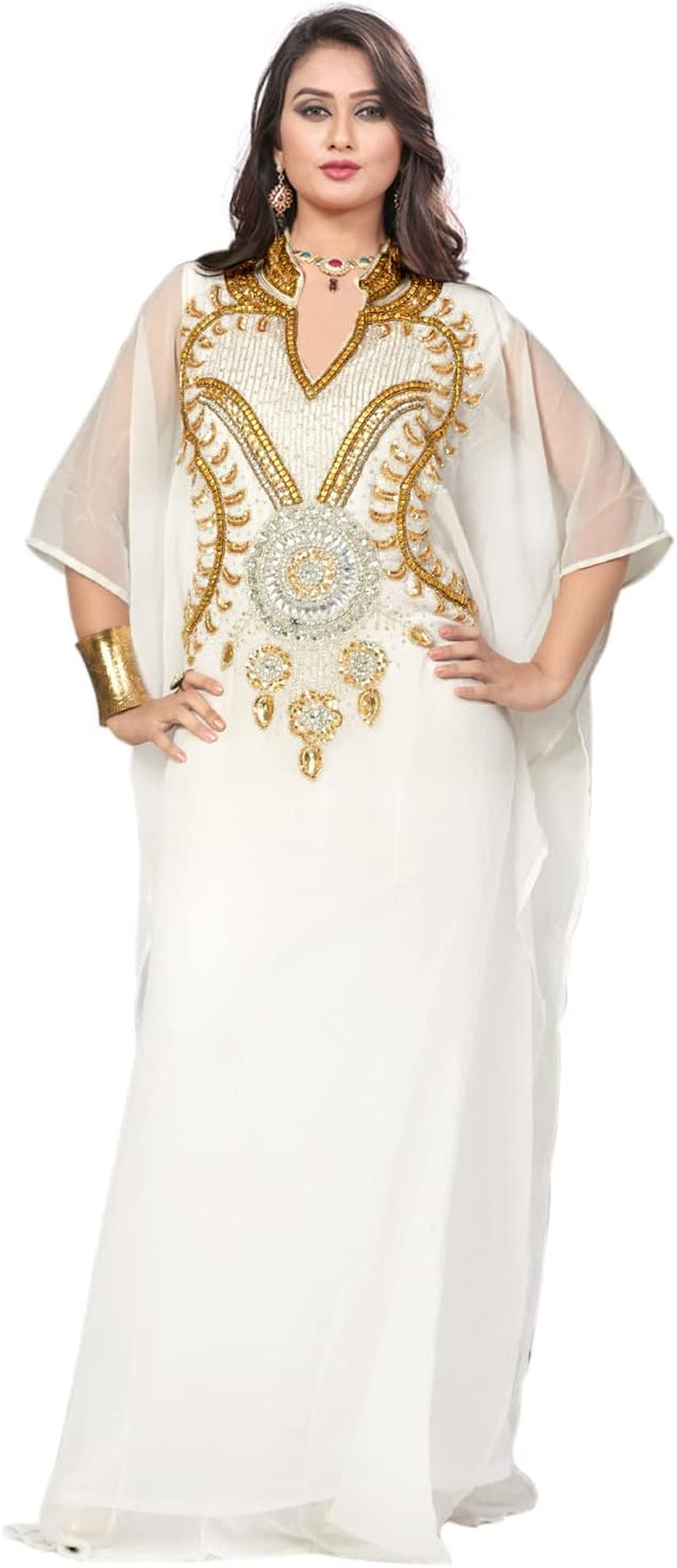Elegant Hand-Embroidered Georgette Chiffon Kaftan - Tampa Home & Garden Store