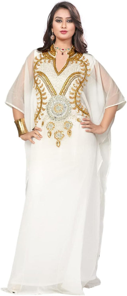 Elegant Hand-Embroidered Georgette Chiffon Kaftan - Tampa Home & Garden Store