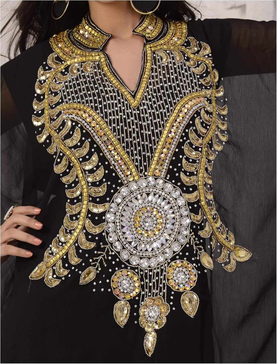 Elegant Hand-Embroidered Georgette Chiffon Kaftan - Tampa Home & Garden Store