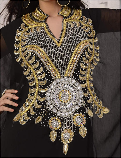 Elegant Hand-Embroidered Georgette Chiffon Kaftan - Tampa Home & Garden Store