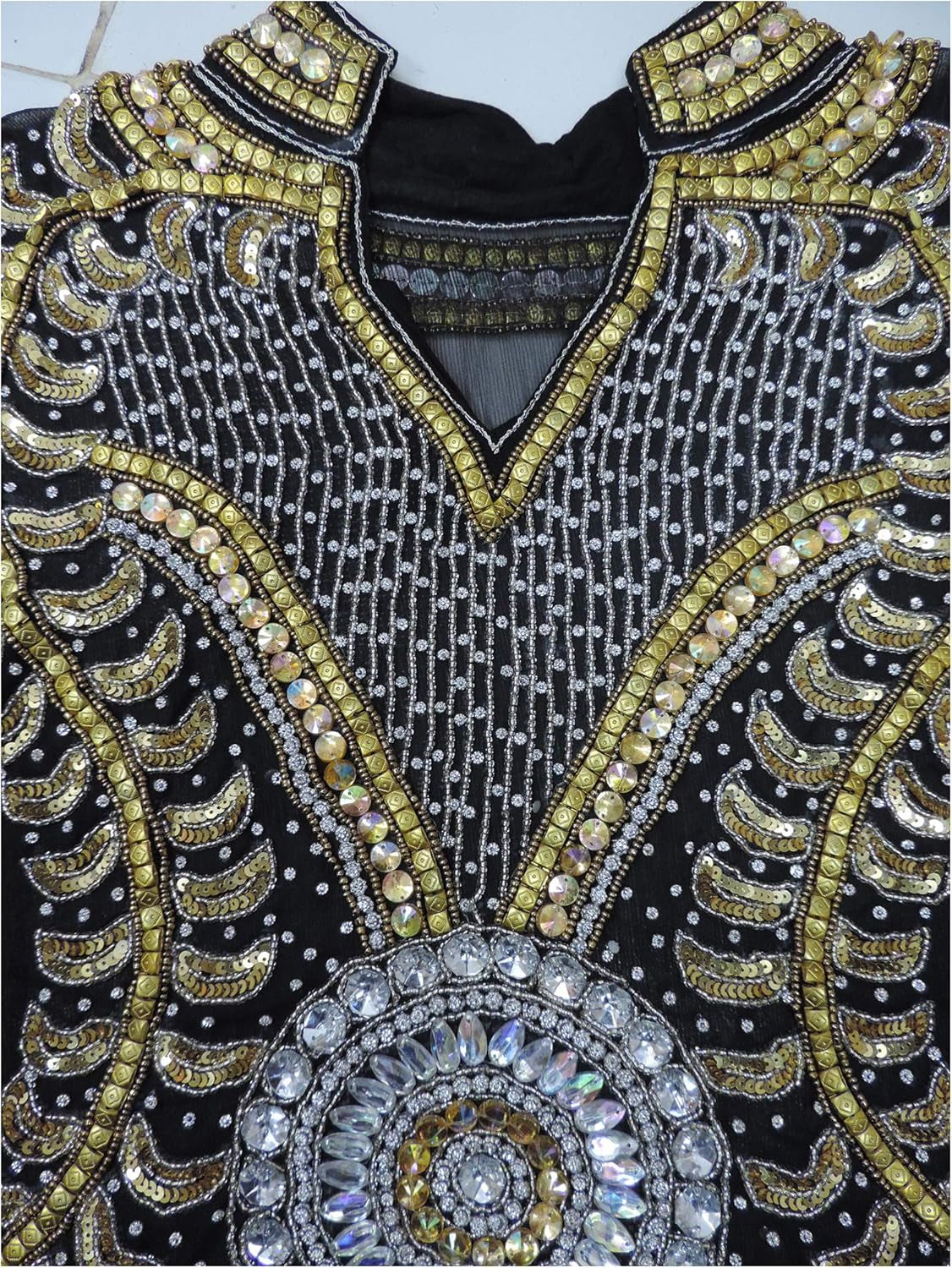 Elegant Hand-Embroidered Georgette Chiffon Kaftan - Tampa Home & Garden Store