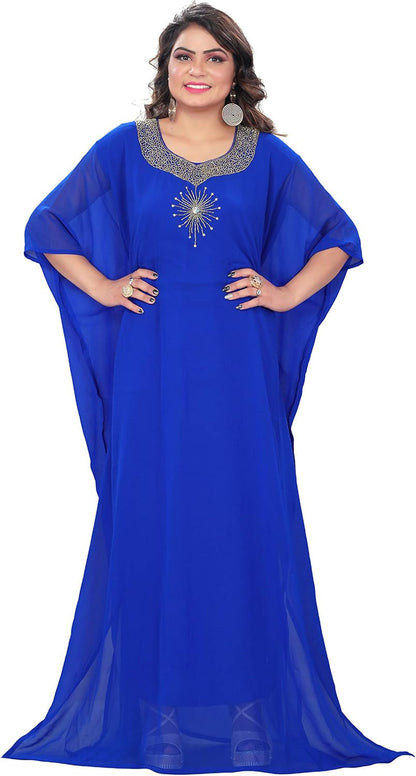 Elegant Hand-Embroidered Rhinestone & Beaded Kaftan – One Size Fits All - Tampa Home & Garden Store