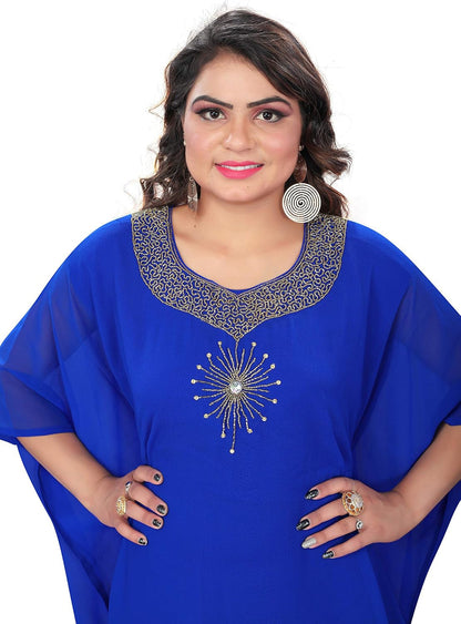 Elegant Hand-Embroidered Rhinestone & Beaded Kaftan – One Size Fits All - Tampa Home & Garden Store