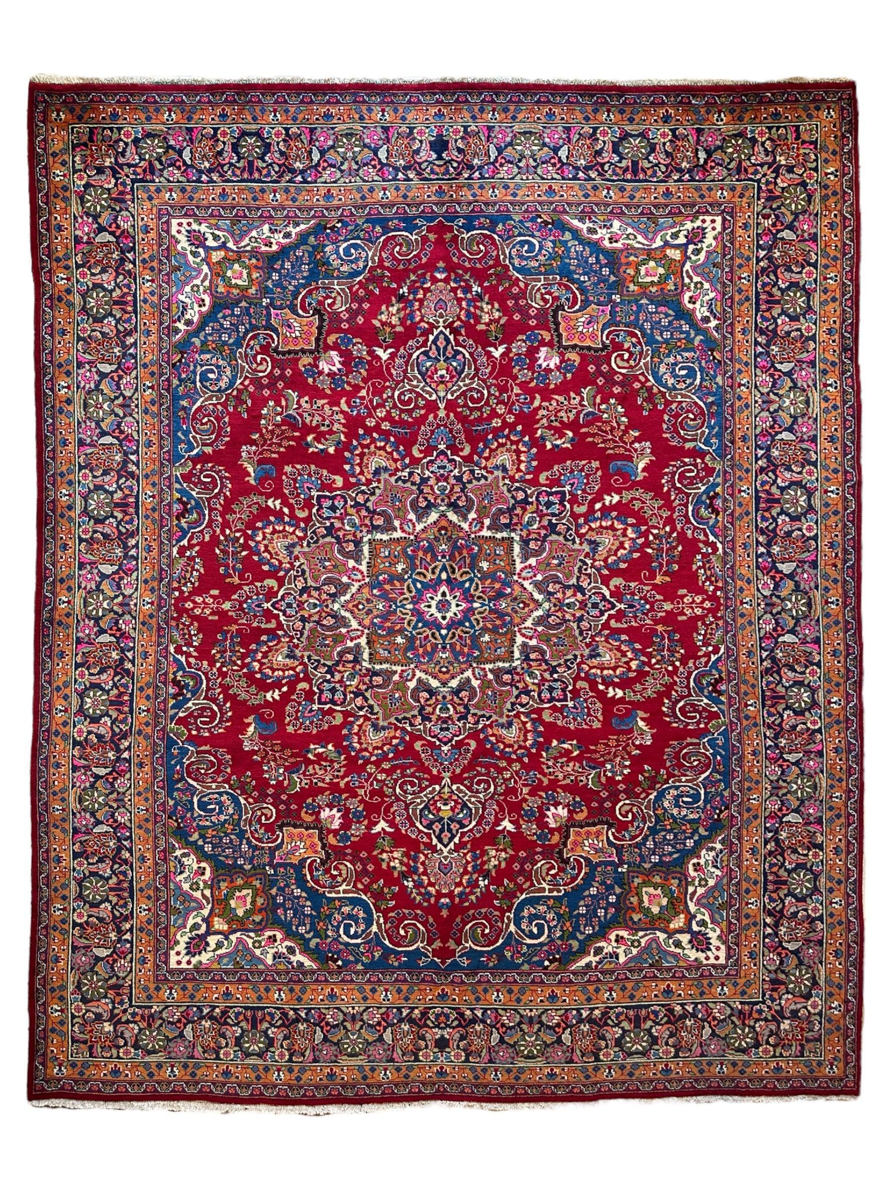 Elegant Mint Vintage 1960's Hand Knotted Veggie Dye Khorasan Area Rug 9’7” x 12’9” - Tampa Home & Garden Store