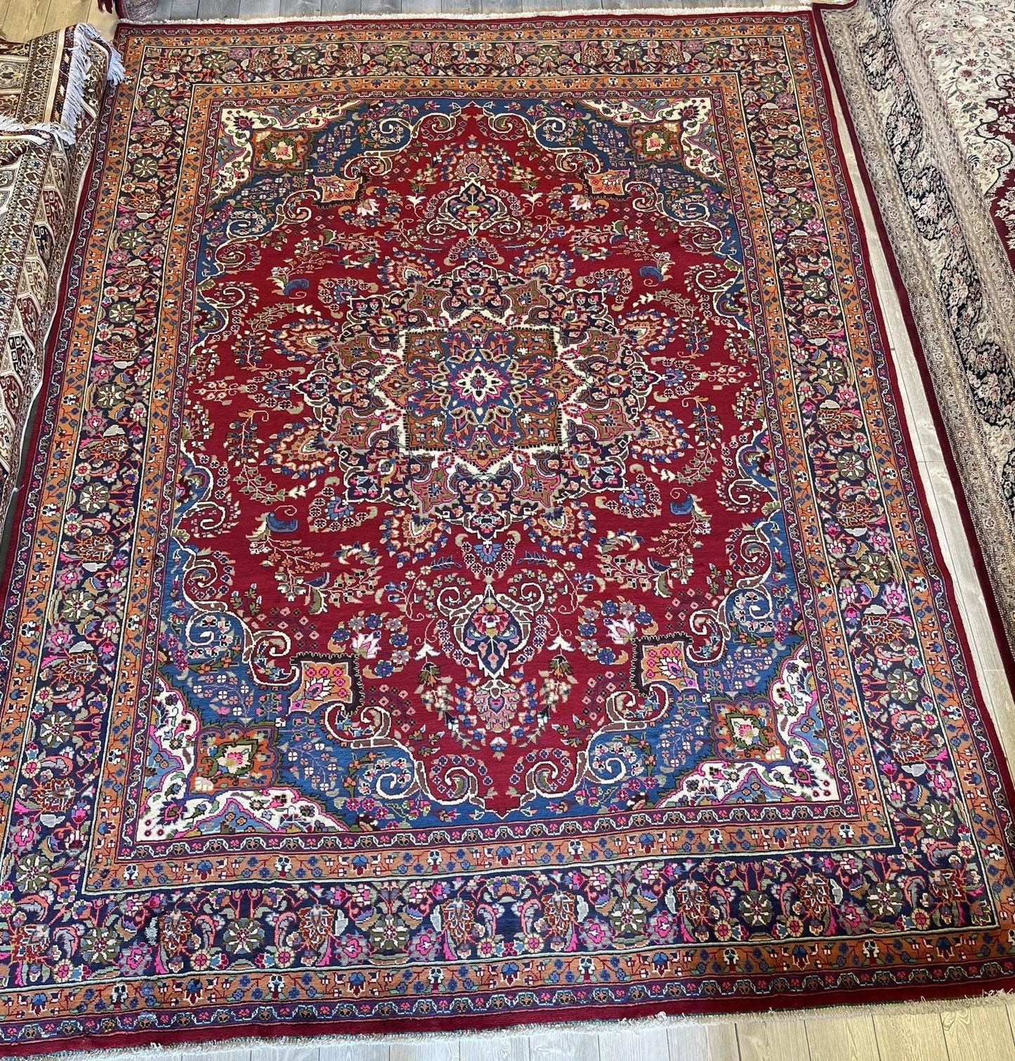 Elegant Mint Vintage 1960's Hand Knotted Veggie Dye Khorasan Area Rug 9’7” x 12’9” - Tampa Home & Garden Store