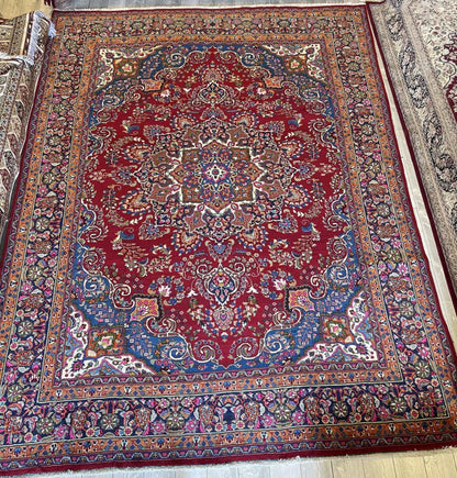 Elegant Mint Vintage 1960's Hand Knotted Veggie Dye Khorasan Area Rug 9’7” x 12’9” - Tampa Home & Garden Store