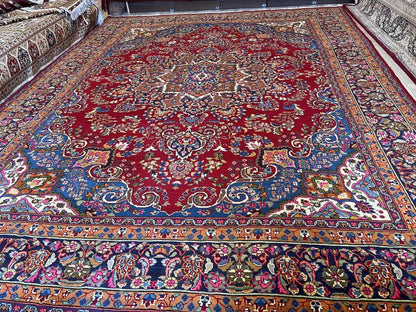 Elegant Mint Vintage 1960's Hand Knotted Veggie Dye Khorasan Area Rug 9’7” x 12’9” - Tampa Home & Garden Store