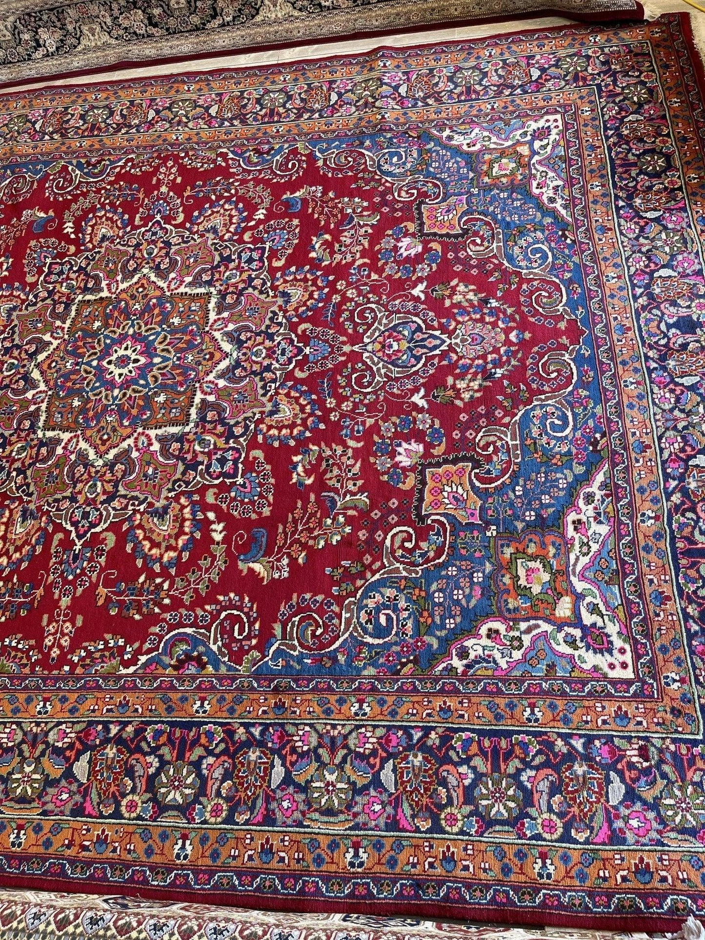 Elegant Mint Vintage 1960's Hand Knotted Veggie Dye Khorasan Area Rug 9’7” x 12’9” - Tampa Home & Garden Store