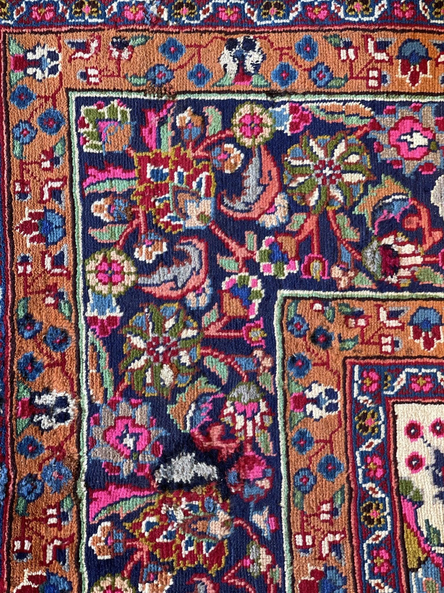 Elegant Mint Vintage 1960's Hand Knotted Veggie Dye Khorasan Area Rug 9’7” x 12’9” - Tampa Home & Garden Store