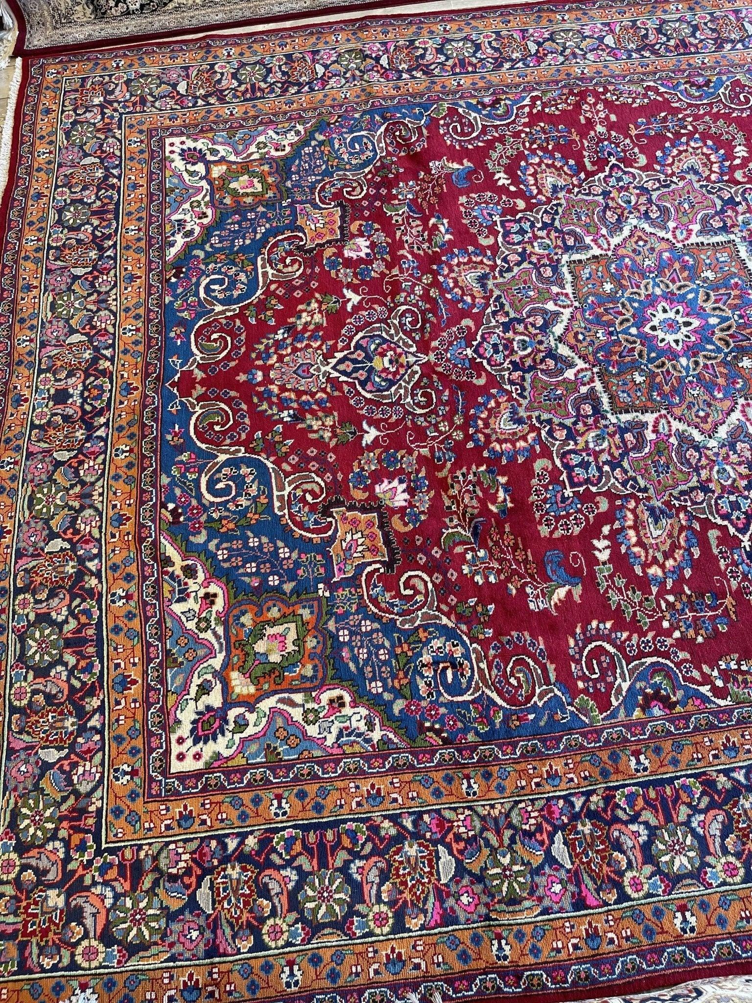 Elegant Mint Vintage 1960's Hand Knotted Veggie Dye Khorasan Area Rug 9’7” x 12’9” - Tampa Home & Garden Store