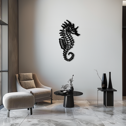 Elegant Seahorse Metal Wall Art - Ocean-Inspired Minimalist Decor - KAF057 - Tampa Home & Garden Store