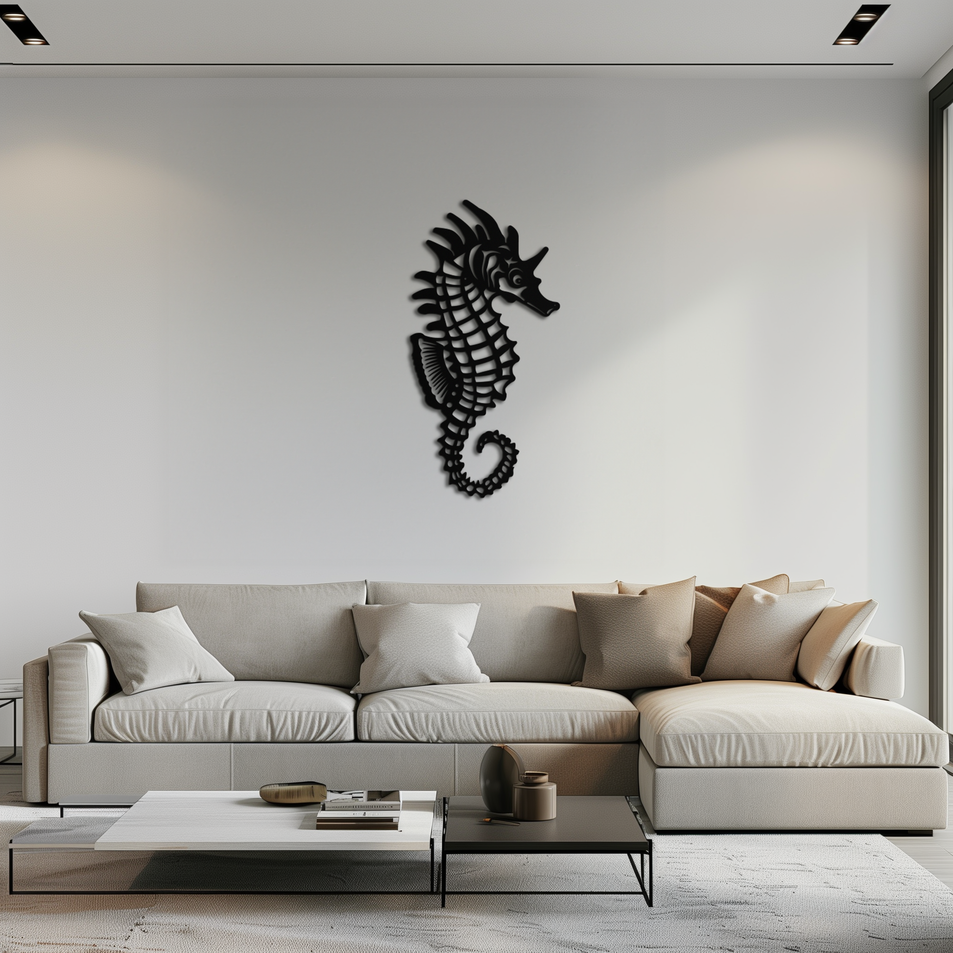 Elegant Seahorse Metal Wall Art - Ocean-Inspired Minimalist Decor - KAF057 - Tampa Home & Garden Store