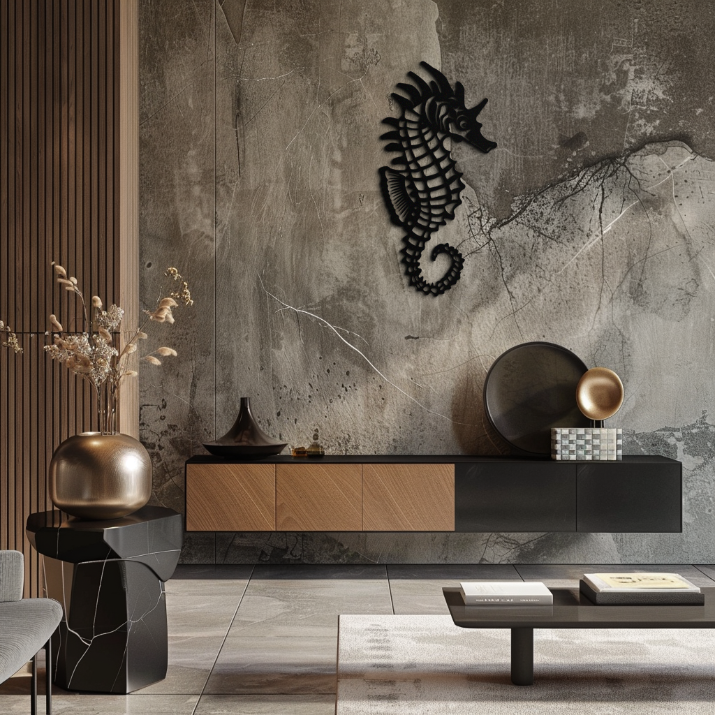 Elegant Seahorse Metal Wall Art - Ocean-Inspired Minimalist Decor - KAF057 - Tampa Home & Garden Store