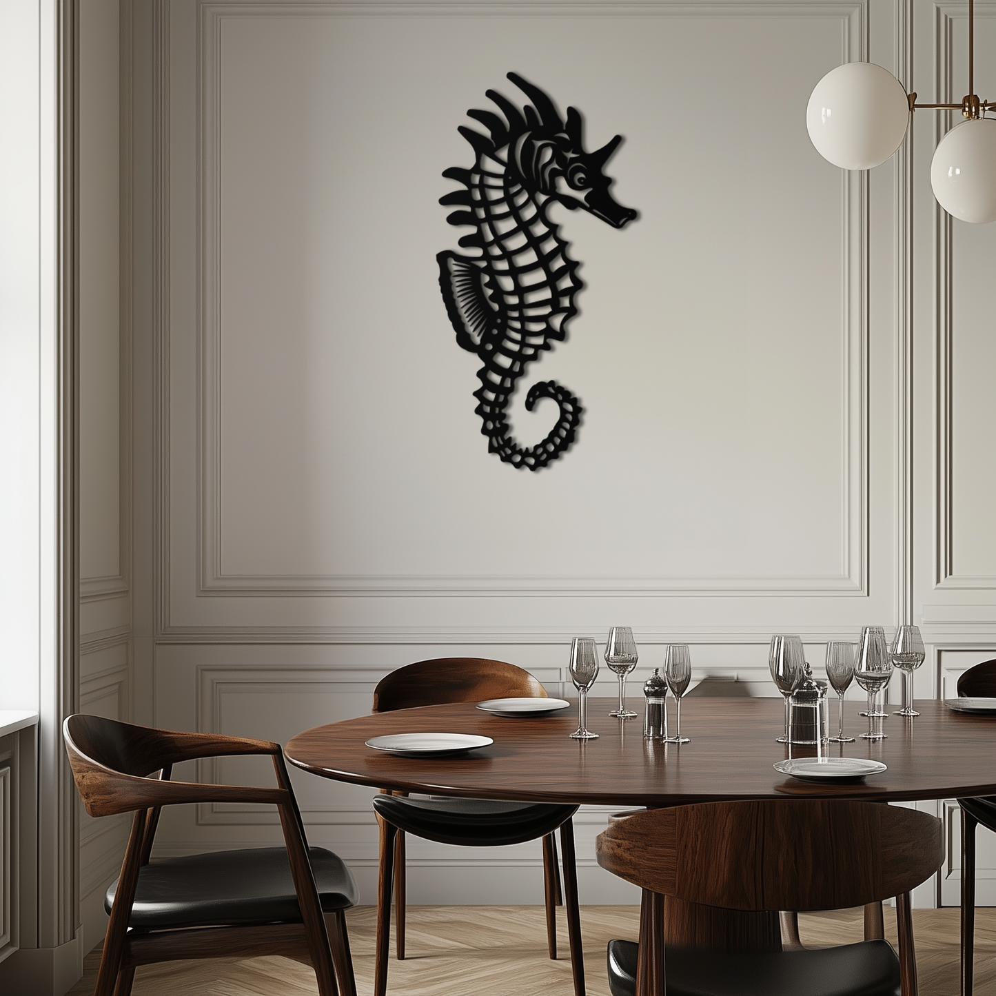 Elegant Seahorse Metal Wall Art - Ocean-Inspired Minimalist Decor - KAF057 - Tampa Home & Garden Store