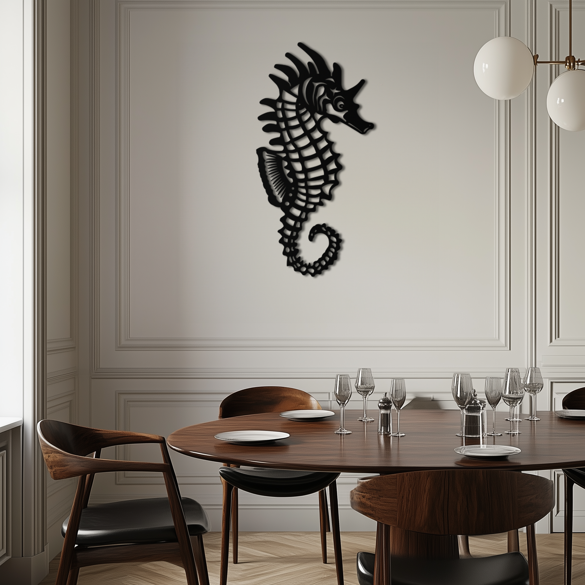 Elegant Seahorse Metal Wall Art - Ocean-Inspired Minimalist Decor - KAF057 - Tampa Home & Garden Store