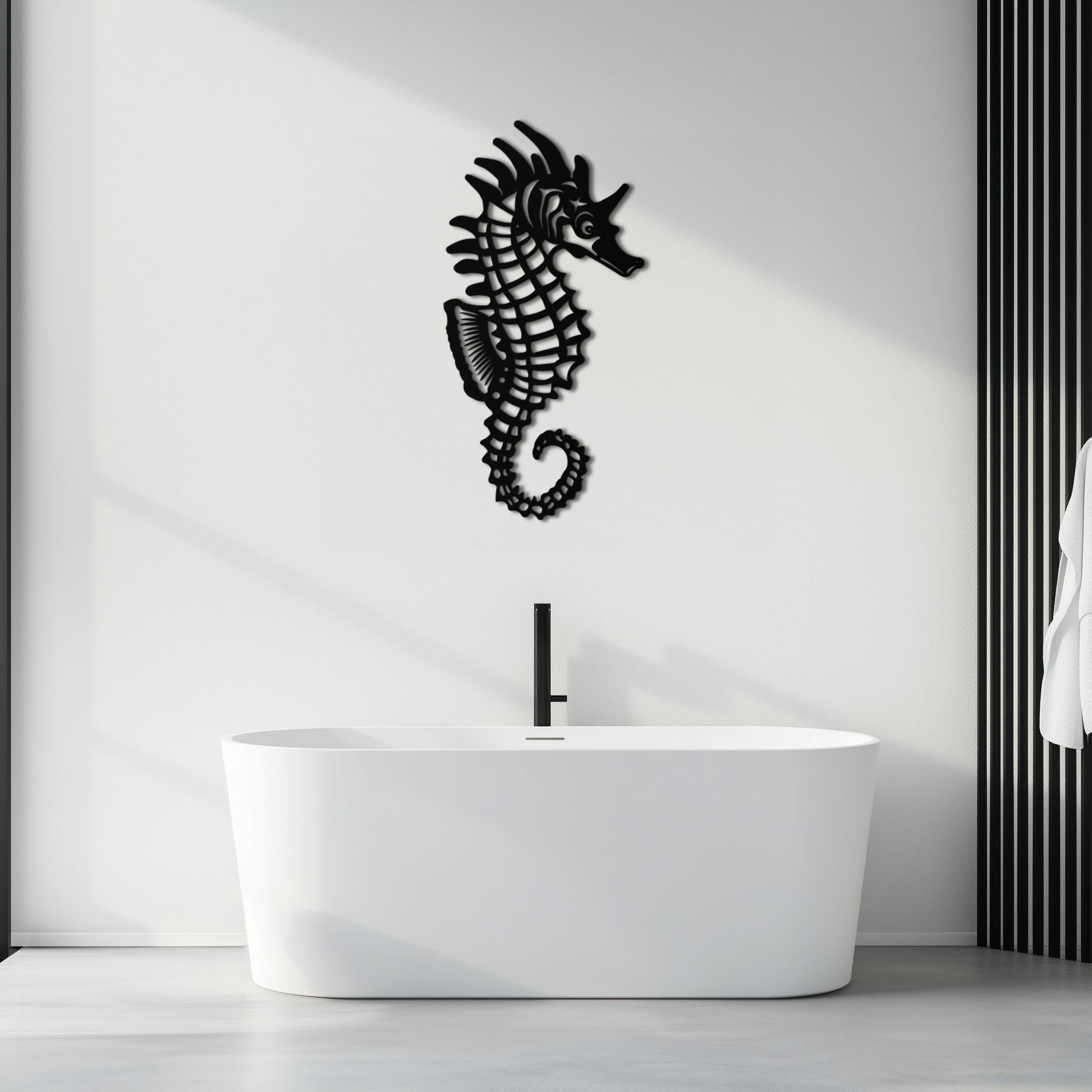 Elegant Seahorse Metal Wall Art - Ocean-Inspired Minimalist Decor - KAF057 - Tampa Home & Garden Store