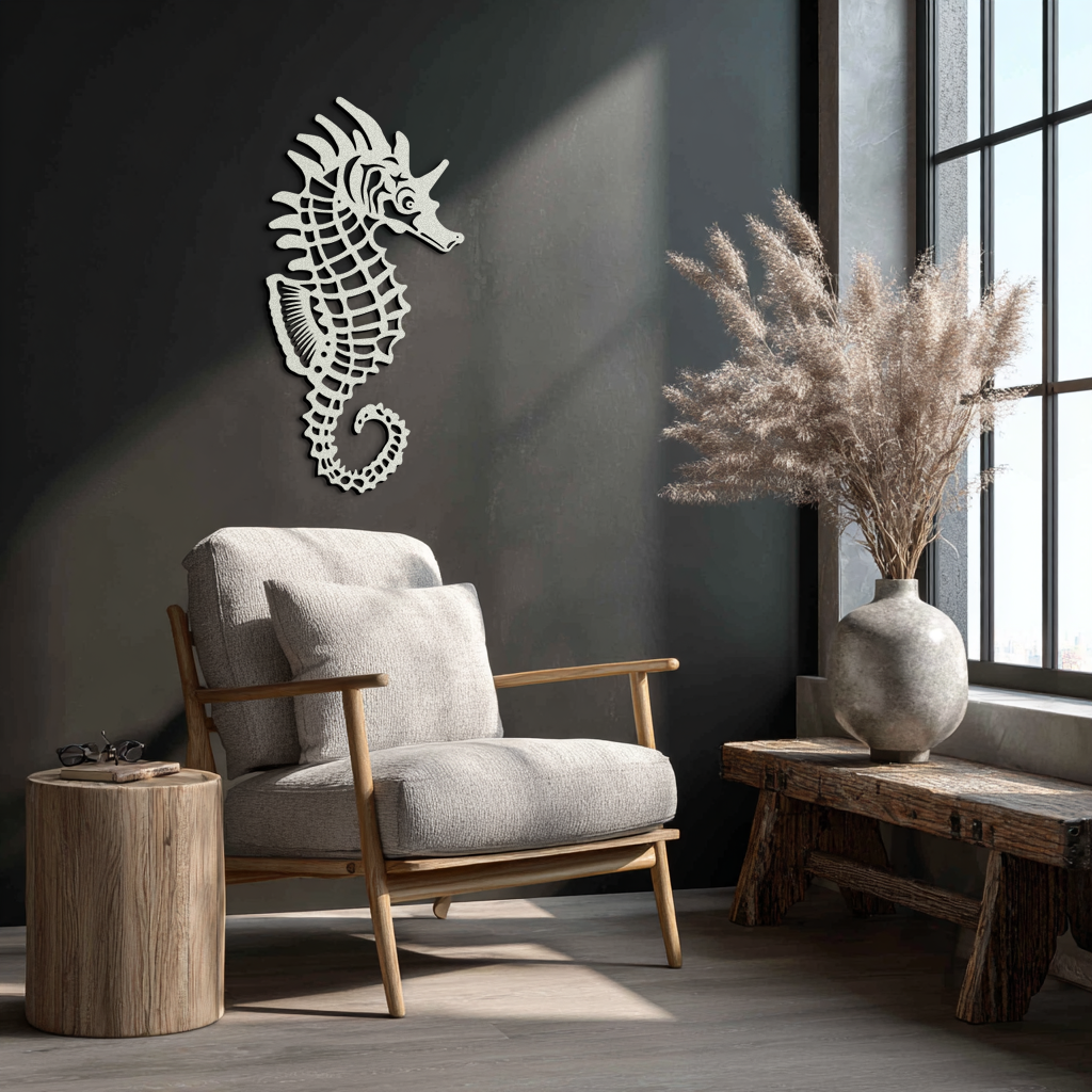 Elegant Seahorse Metal Wall Art - Ocean-Inspired Minimalist Decor - KAF057 - Tampa Home & Garden Store